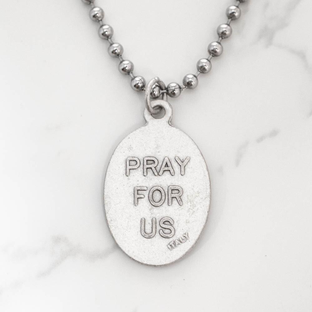 Saint St Dymphna Medal Necklace Patron Saint Of Stress And Anxiety Made In Italy