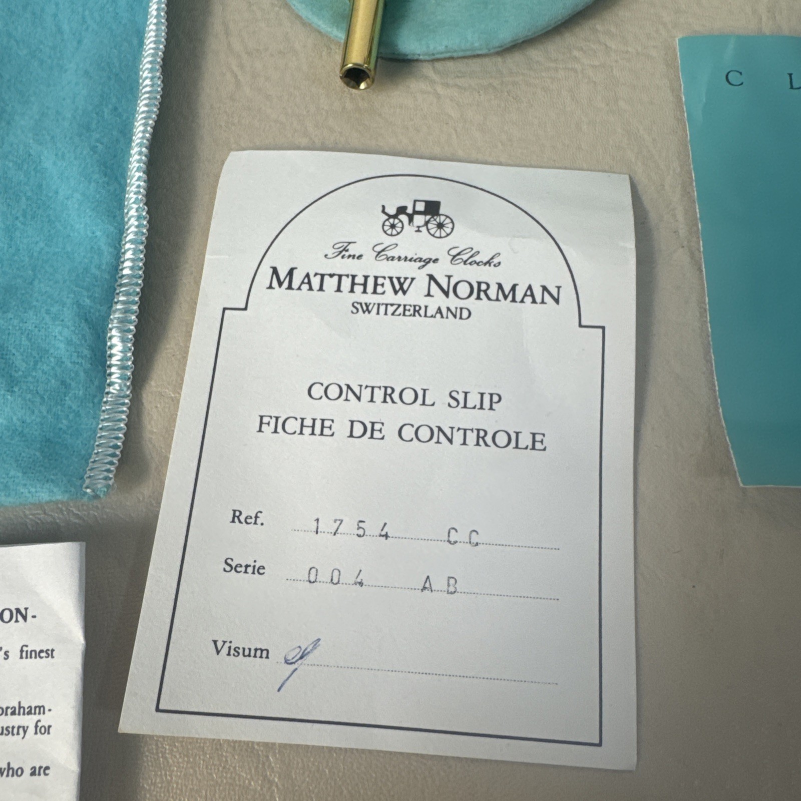 Tiffany & Co. Fine Carriage Clocks Matthew Noeman Switzerland #1754 CC