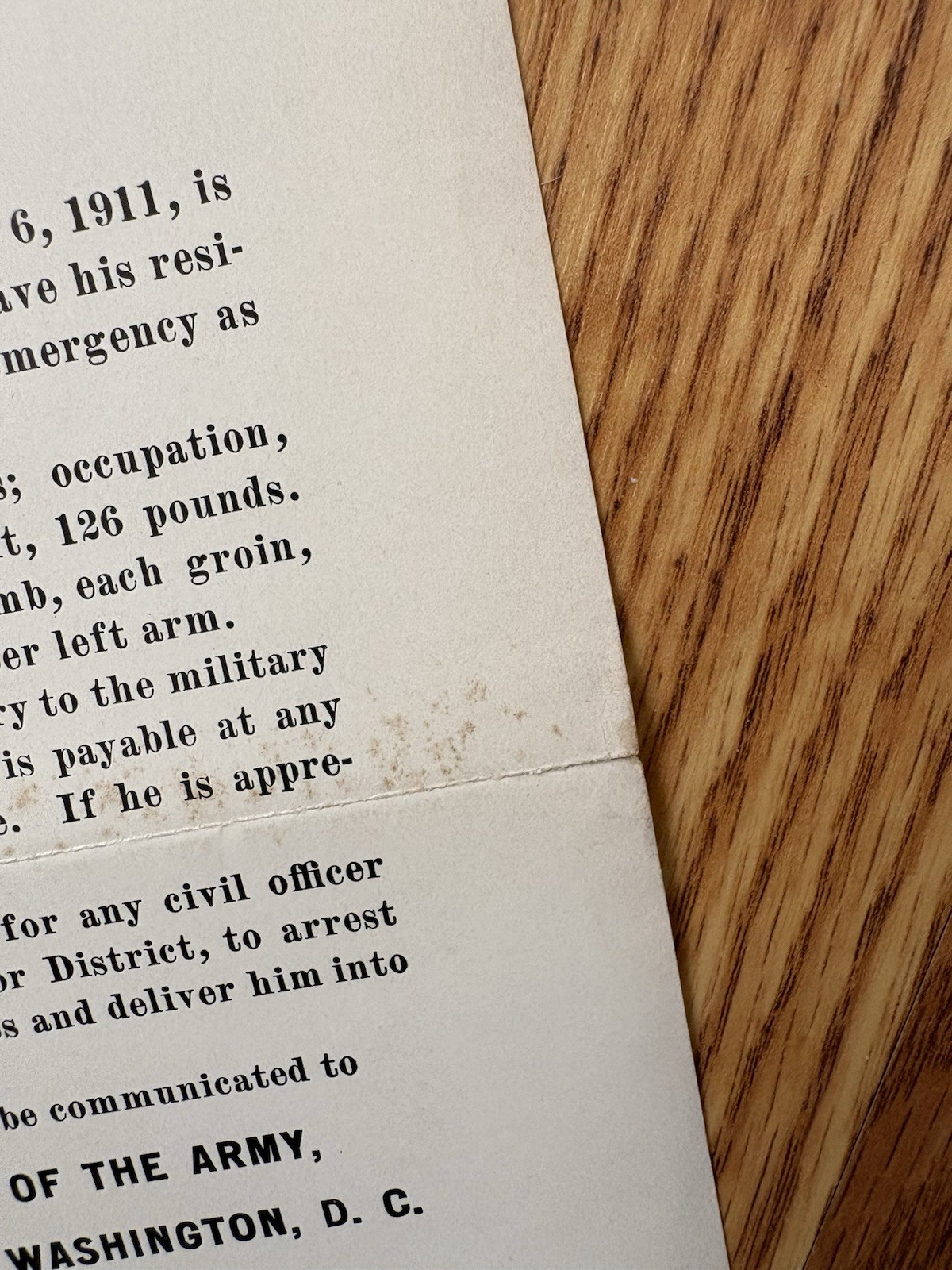 Antique WANTED POSTER Deserter US Army Pre WW1 11th Cavalry Fort Oglethorpe 1911