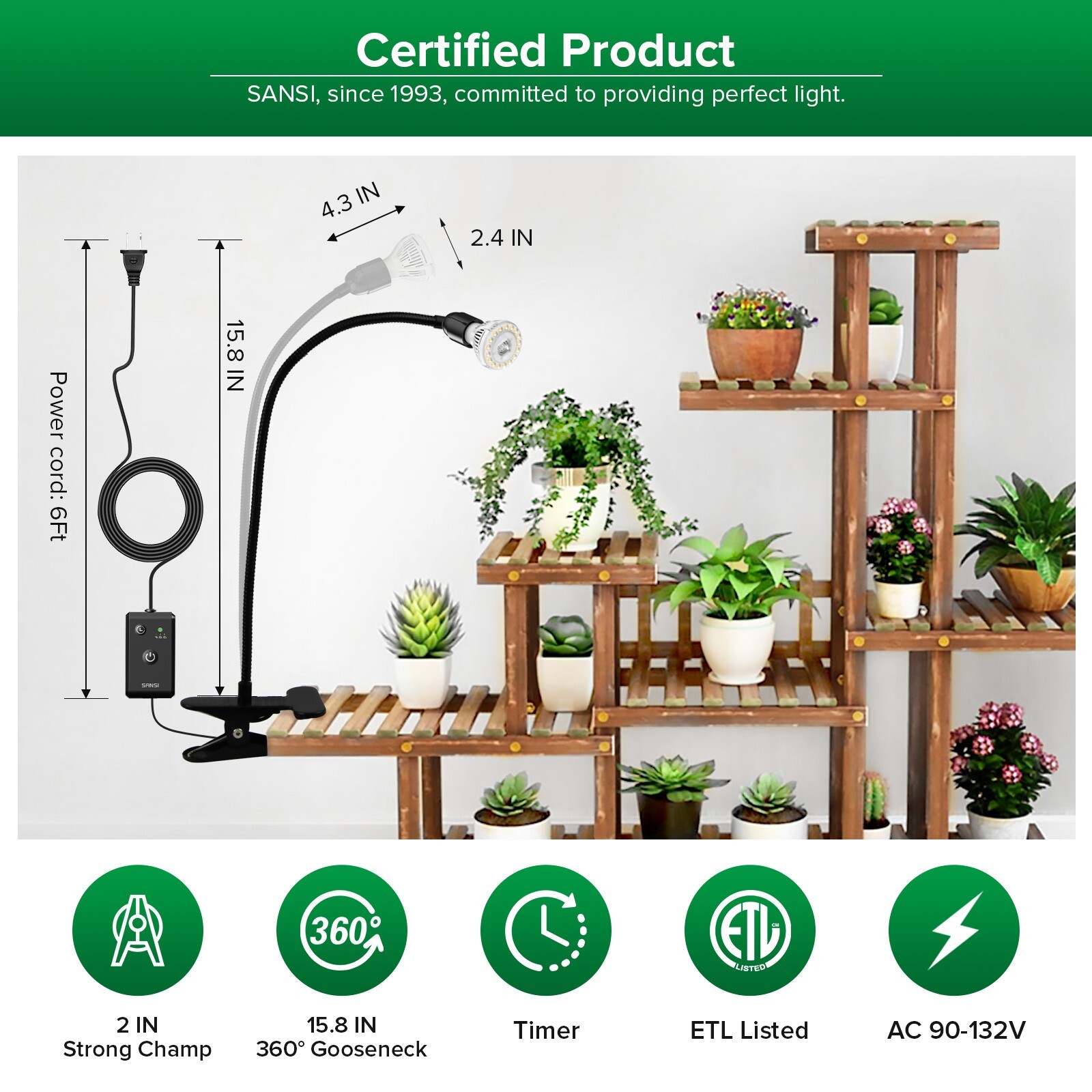 SANSI 600W Full Spectrum LED Grow Light for Indoor Plants