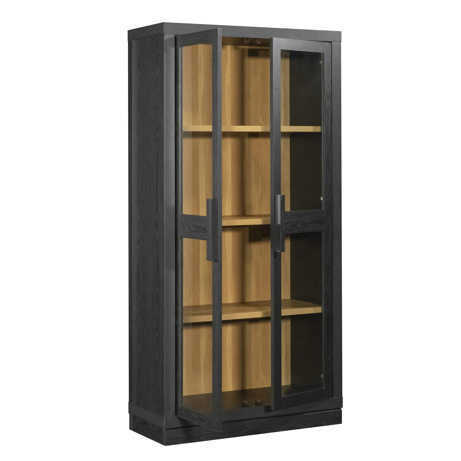 Better Homes & Gardens 441422 Ezra Glass Door Storage Cabinet, Rich Black Finish