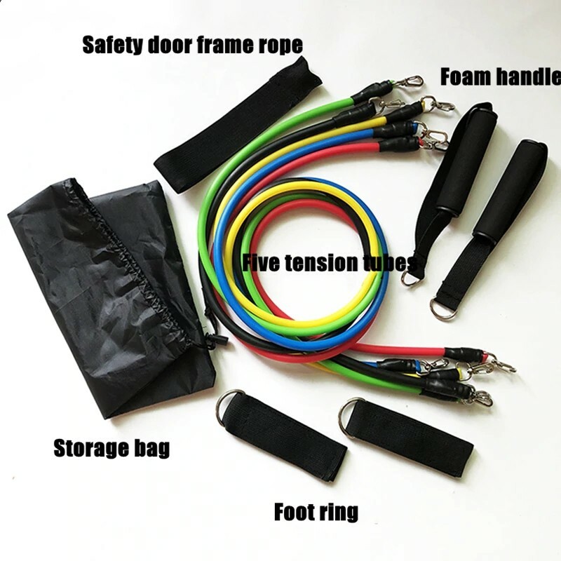 11 PCS Resistance Bands Portable Set, with Door Anchor, For Home Work out !