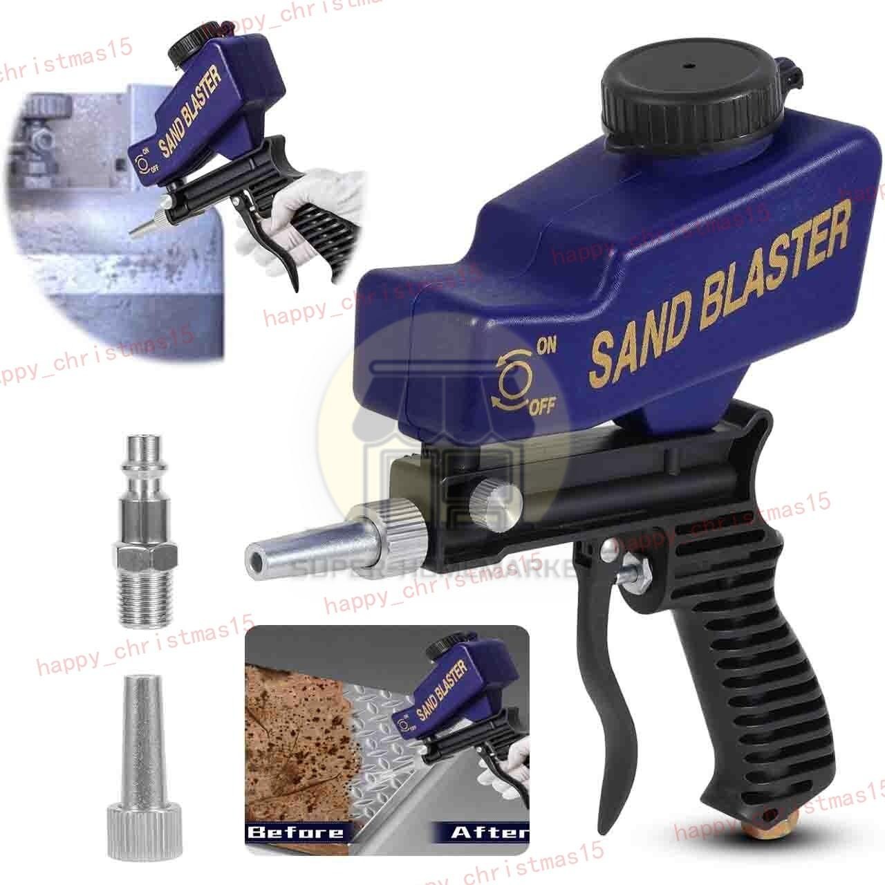 Hand Held Portable Media Spot Sand Blaster Gun Air Gravity Feed Rust Remover Kit