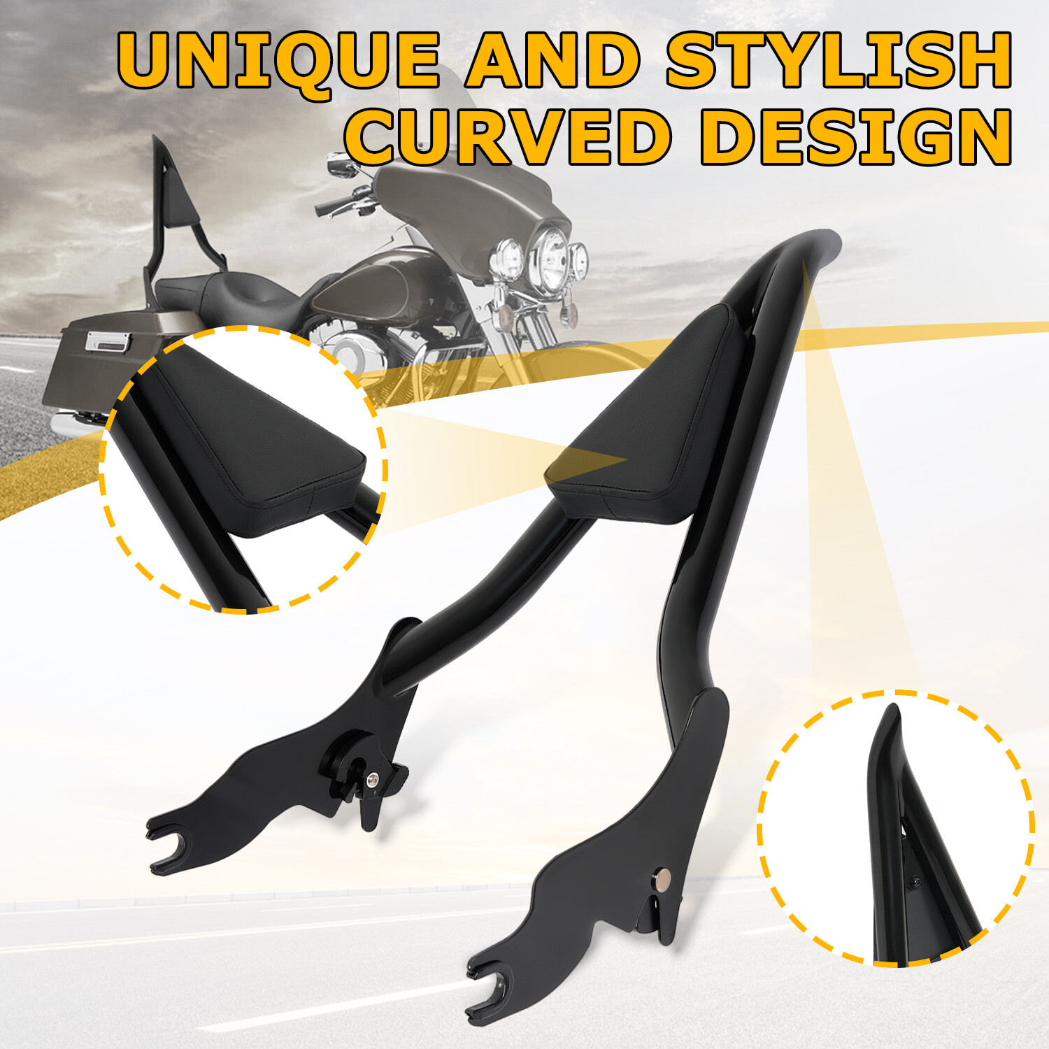 28" Passenger Backrest Sissy Bar For Harley Touring Electra Glide 2009 -2024