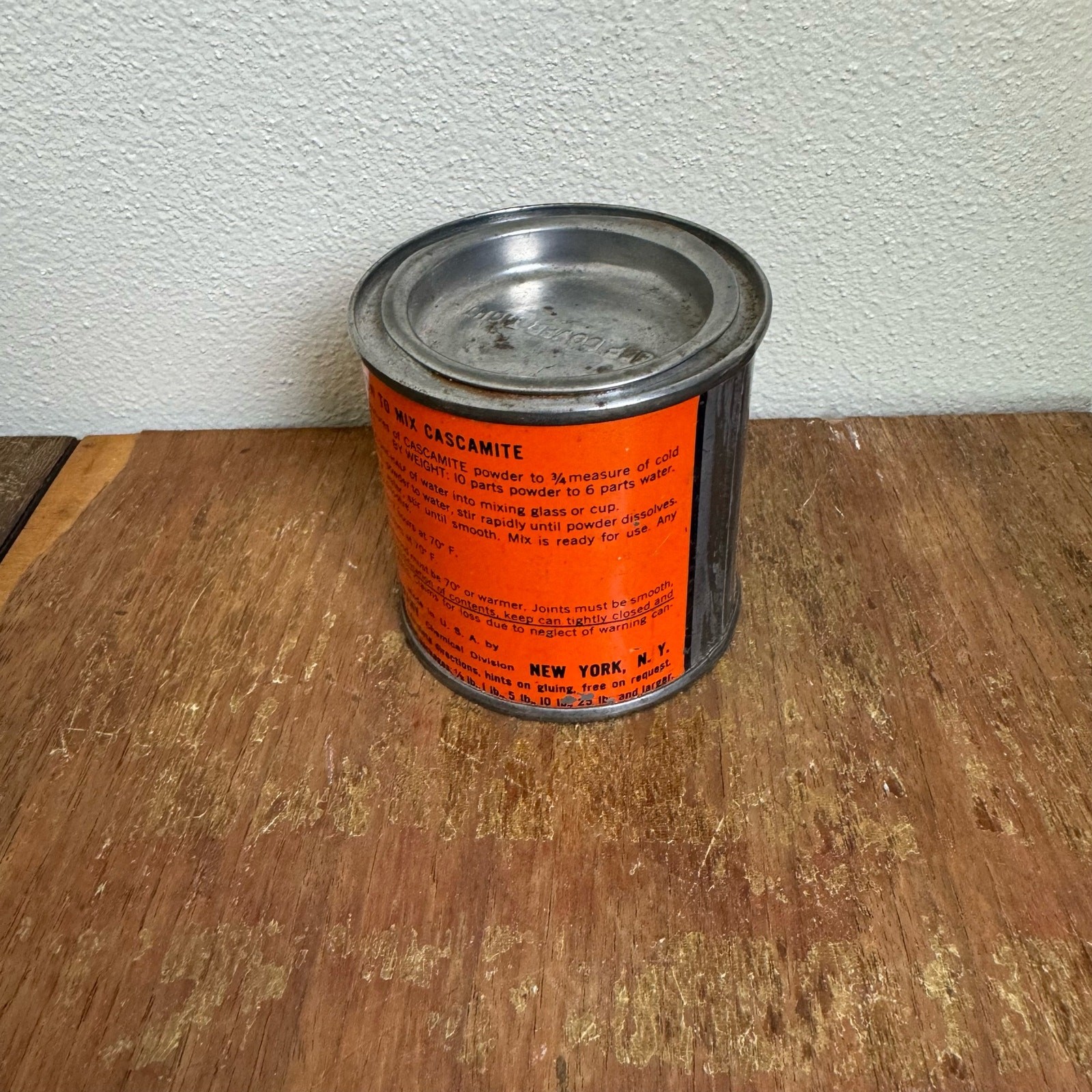 Vintage 1950s Borden Elmer's Cascamite Urea Resin Glue Metal Can FULL