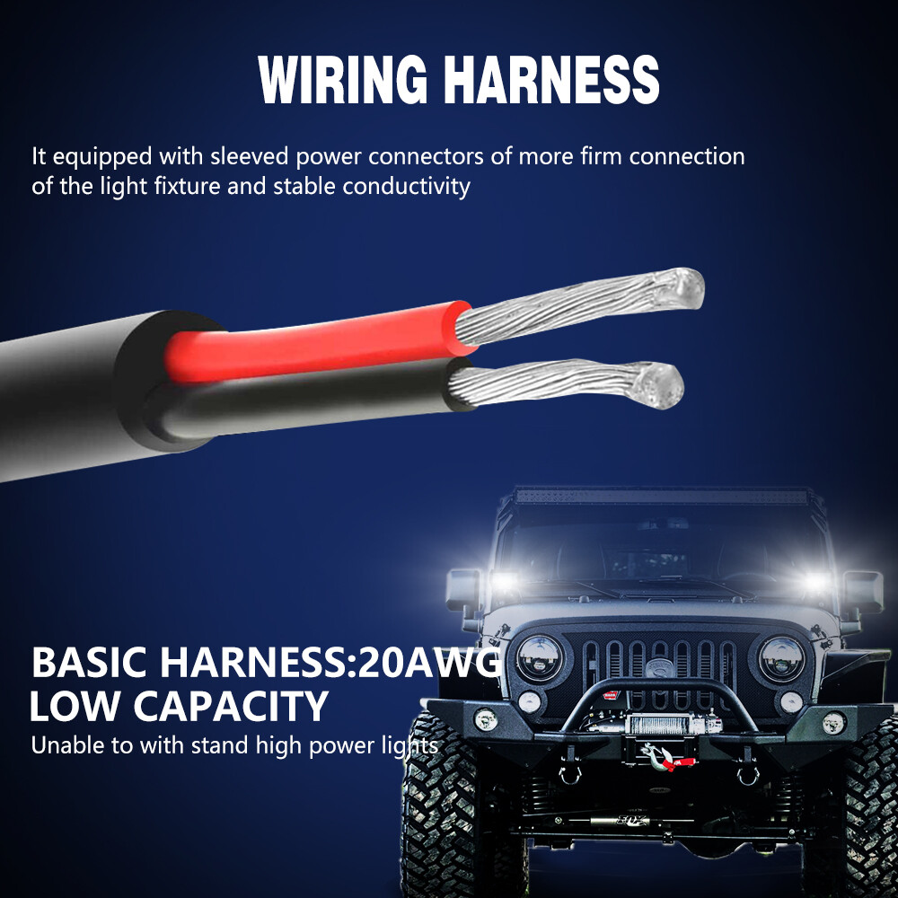 LED Light Bar Wiring Harness Kit 12V 40A Fuse Relay Rocker ON/OFF Switch Kit