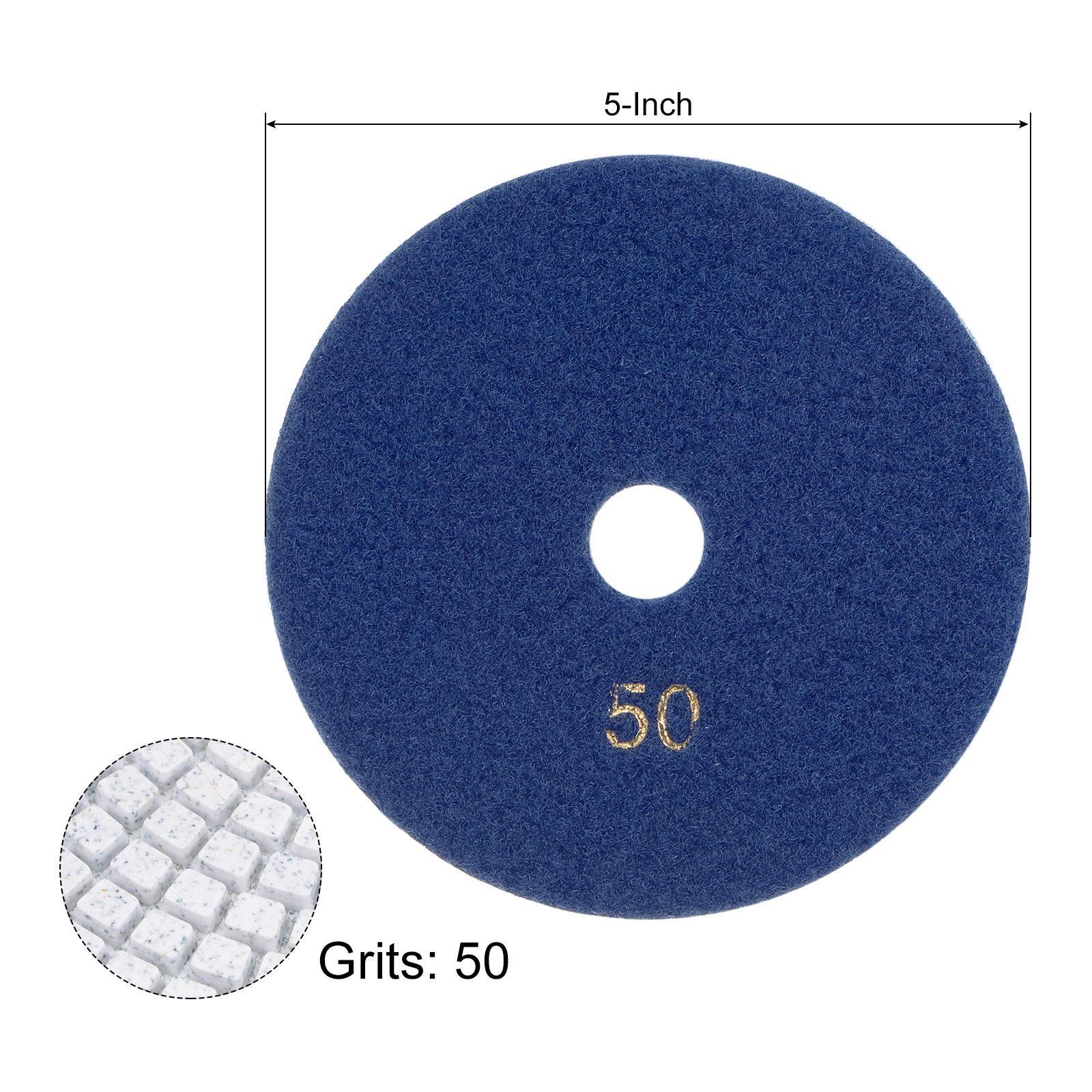 5-Inch 50 Grits Diamond Polishing Pad Wet/Dry for Stone Concrete Marble