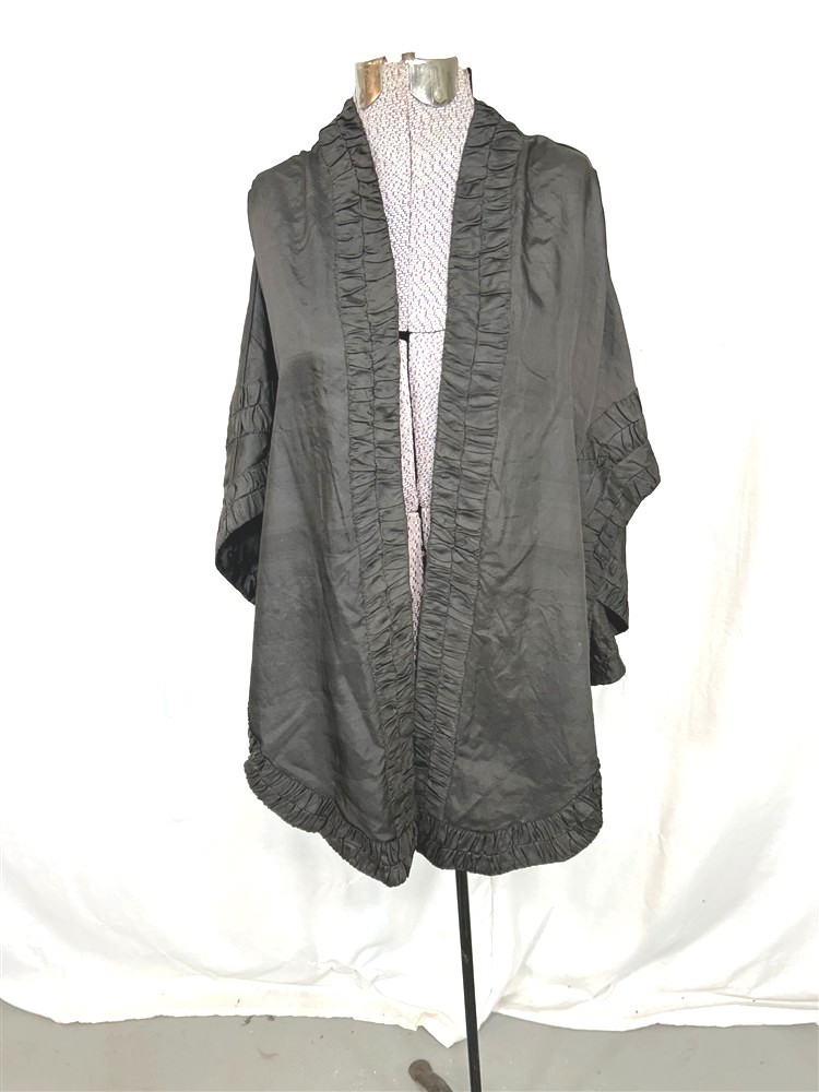 antique shawl cape bombazine black one size handmade Civil War Era real 1850