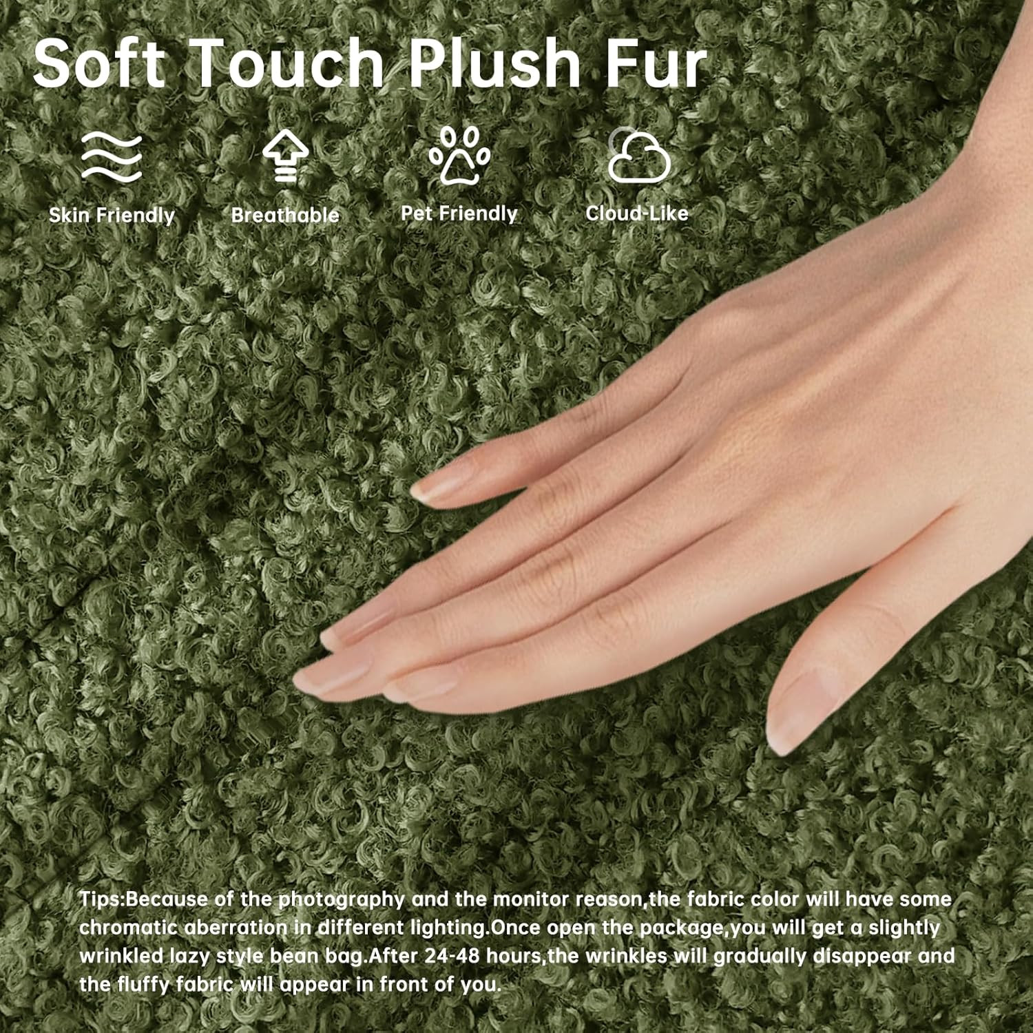 Memory Foam Bean Bag Chair for Adults, Teddy Material Beanbag Sofa with Filler,