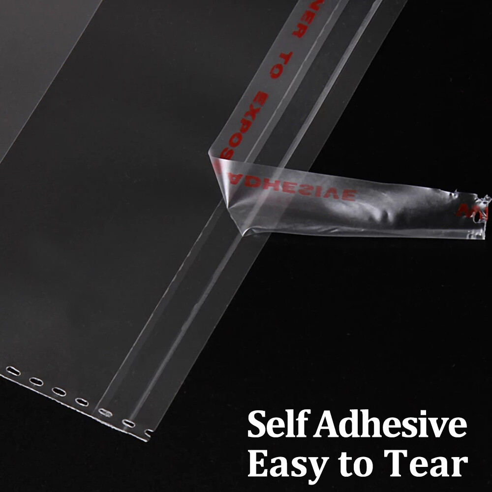 Clear Self Adhesive OPP Bags Resealable Cellophane Tape Poly Seal Packing Bags