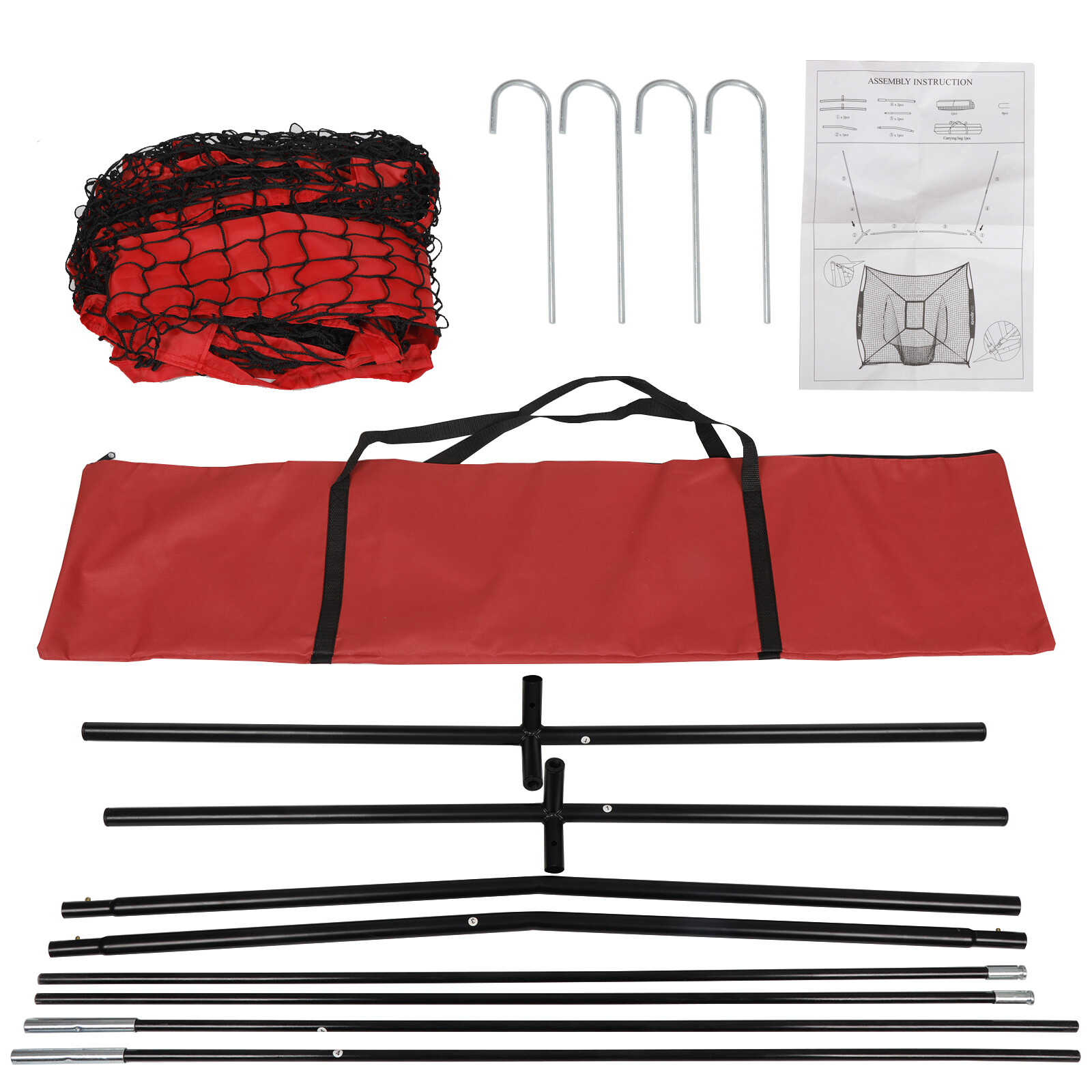 Baseball Softball Teeball 7x7Ft Bow Frame Practice Batting Training Net W Bag