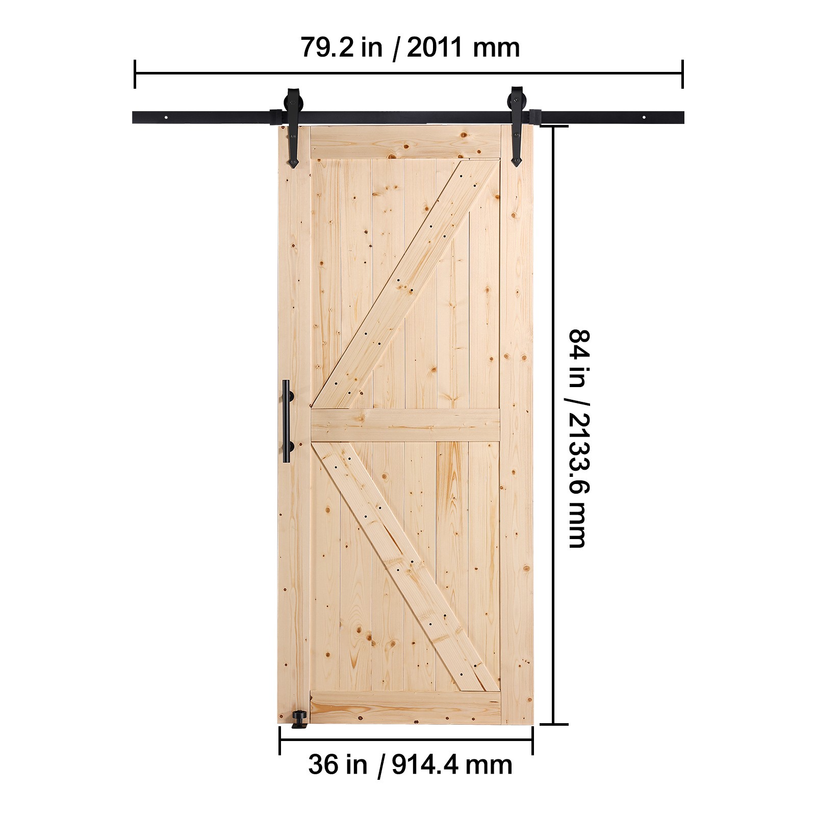 Barn Door and Hardware Kit 36" x 84" Wood Sliding Barn Door Kit Smoothly