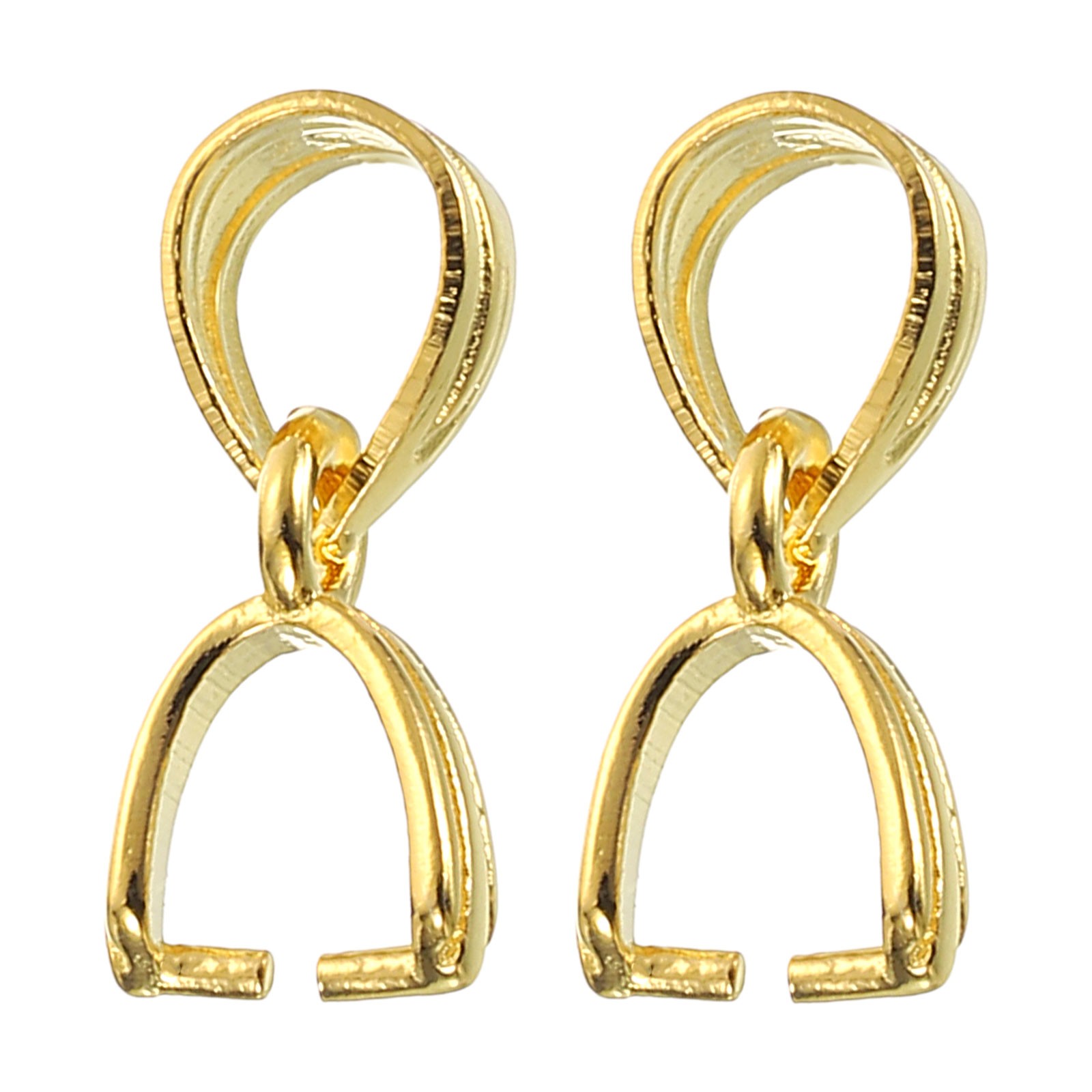 2Pcs 925 Sterling Silver Pinch Bail 11mm Bail Clasp Connector Gold