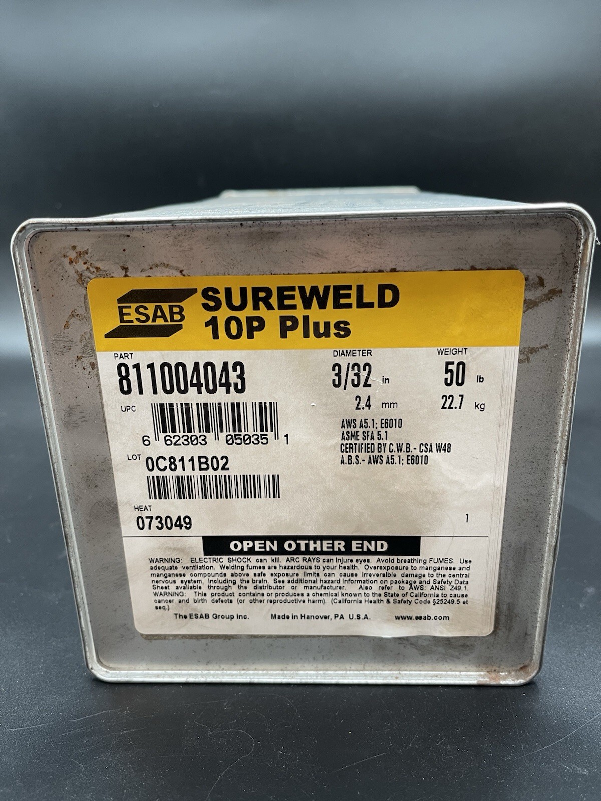 5# Esab Sureweld 10P Plus 811004043 3/32 Stick Electrodes E6010 Welding Rods