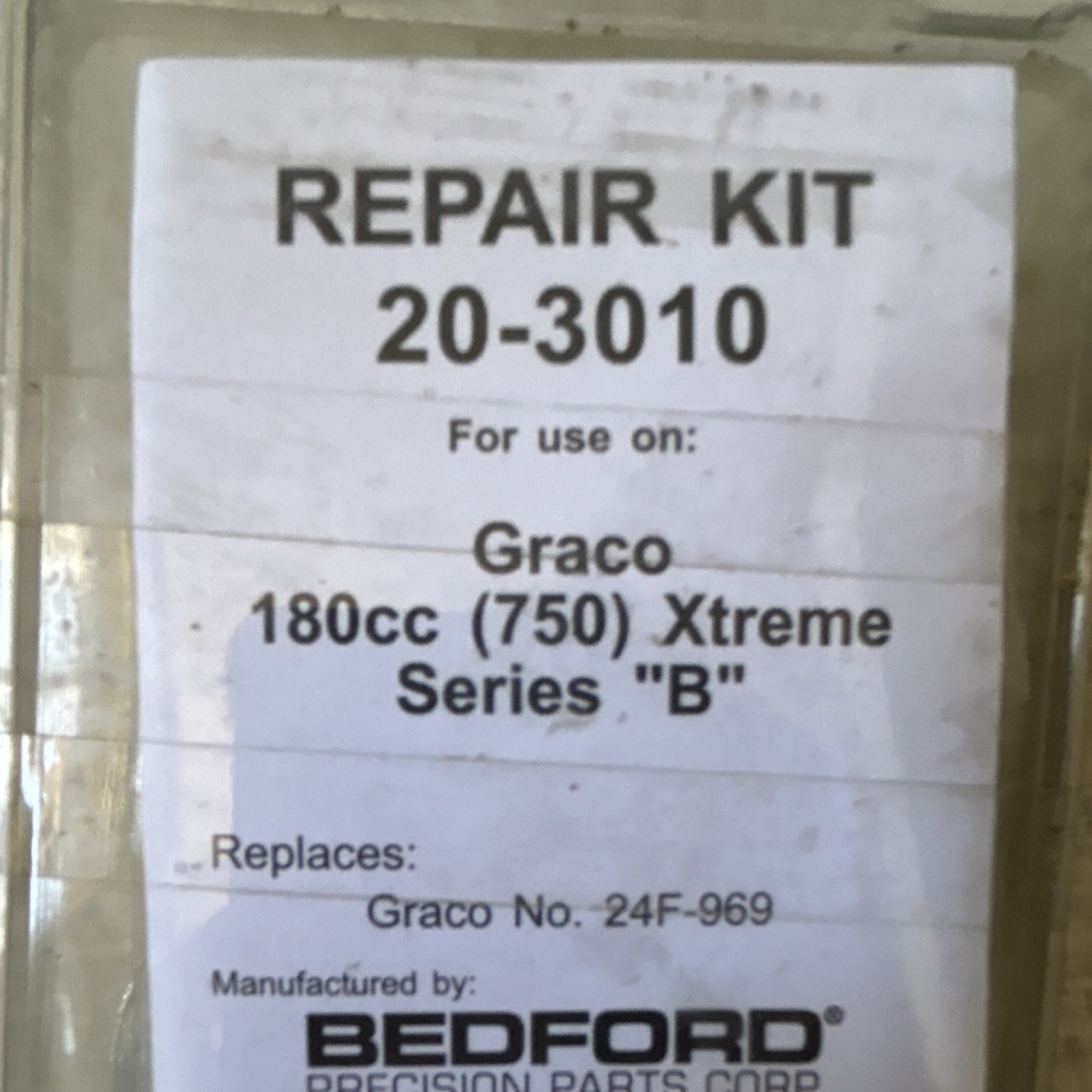 Bedford Repair Kit 20-3010 for Graco 180cc (750) Xtreme Series B 24F-969