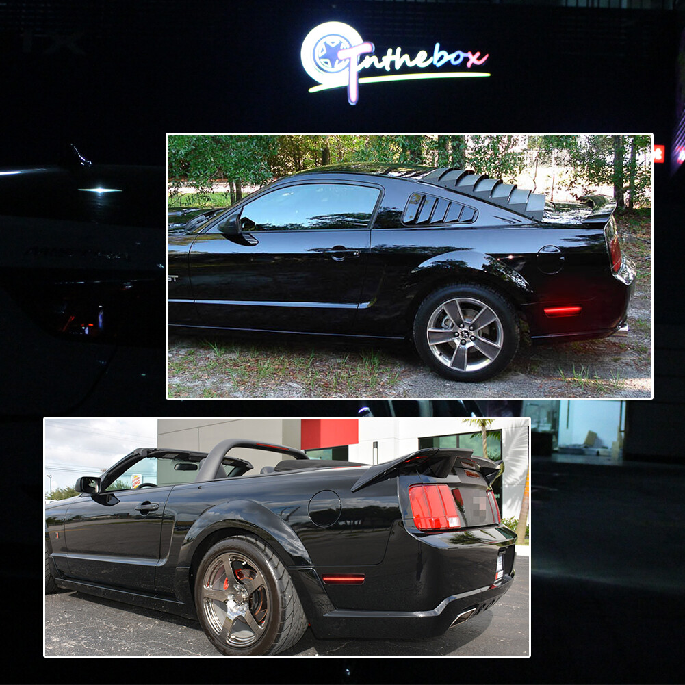 Smoked Rear Bumper Reflector Side Markers Red LED Light For 2005-09 Ford Mustang