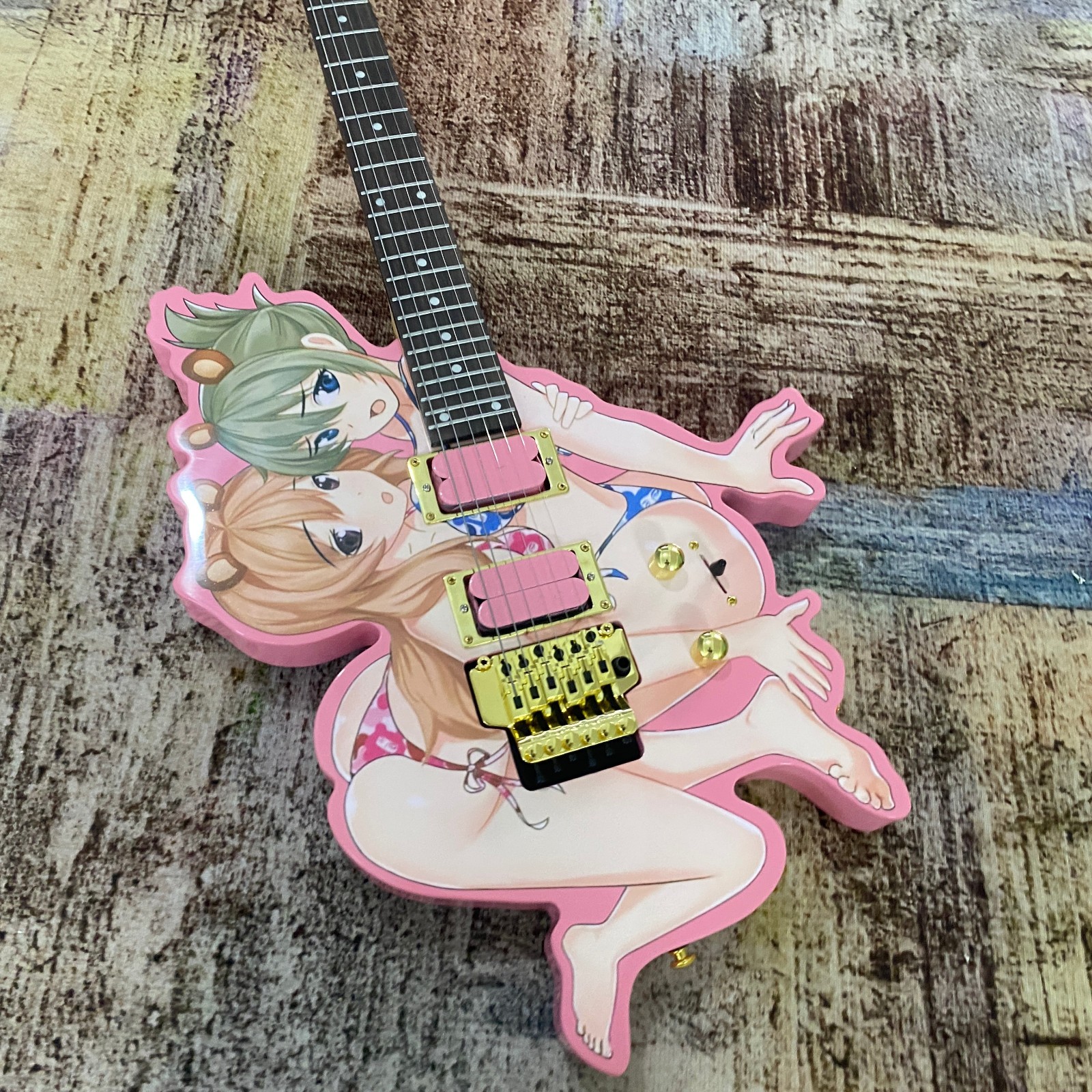 Anime&Manga beautiful girl shaped Electric Guitar Tremolo HH Pickups 24Frets