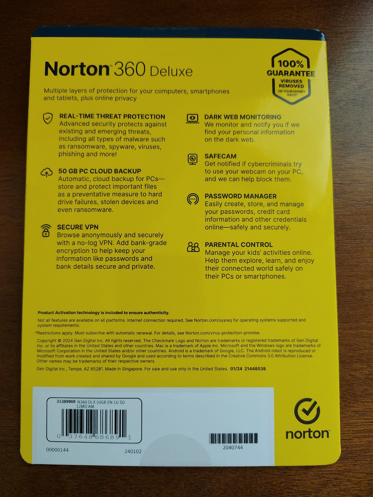 Norton 360 Deluxe for 5 Devices 1 Year Subscription 2025 Internet Security New !