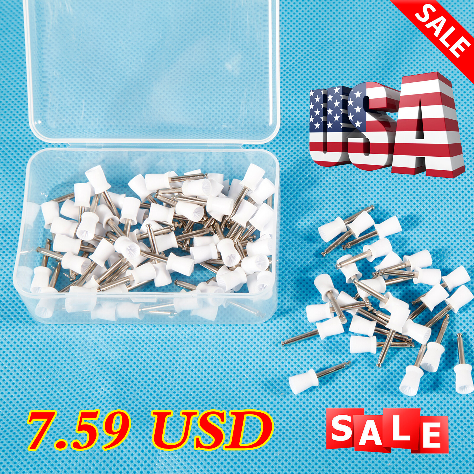 100 Uds. Copas de pulido Dental, cepillo goma tipo pestillo de copa profiláctica