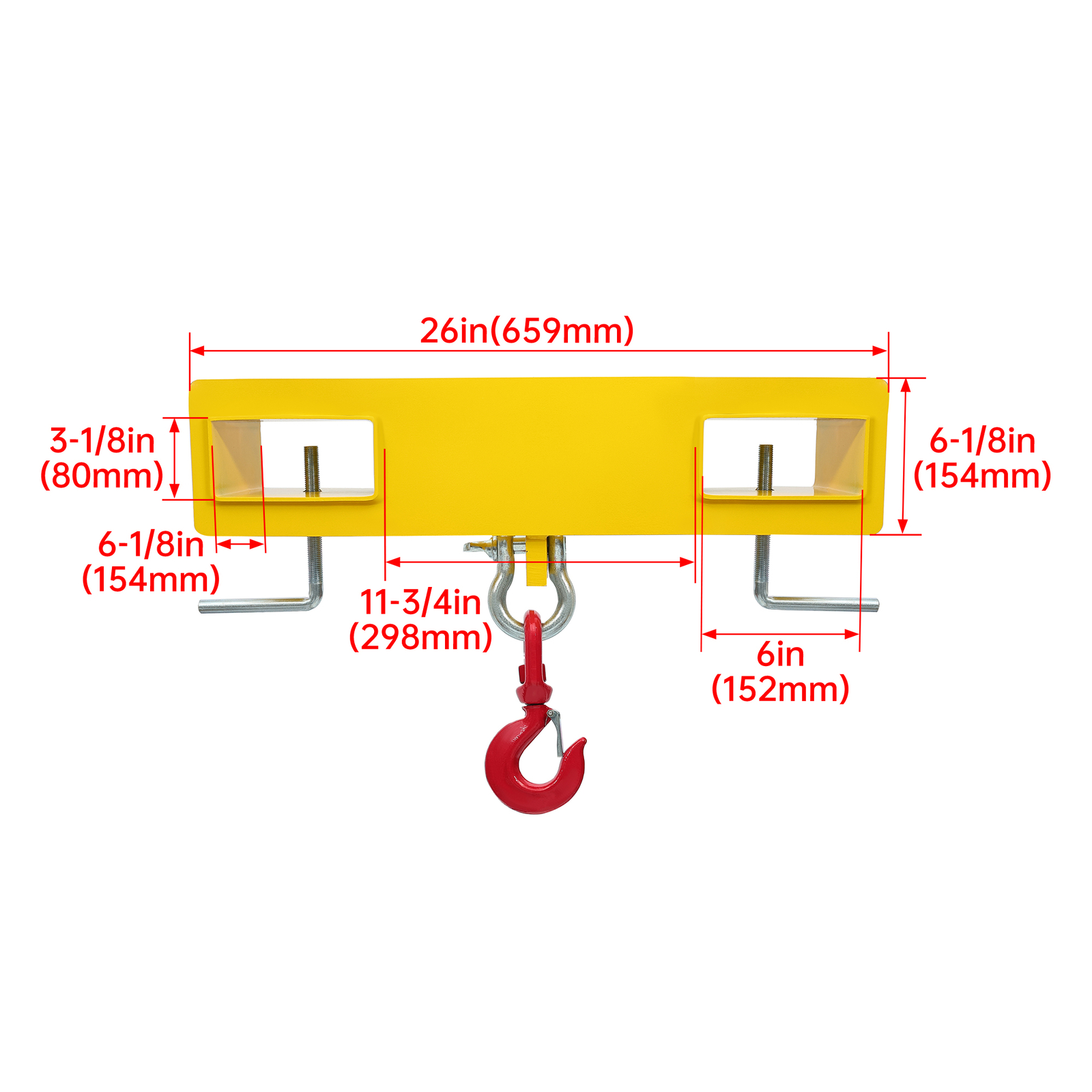 Forklift Lifting Hook Attachment Mobile Forklift Crane with Swivel Hook 4800lbs