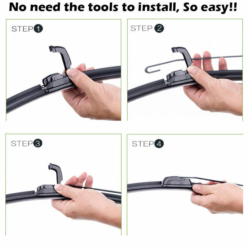 Pair Windshield Wiper Blades J-hook Quality 26" & 16" Inch Bracketless Frameless