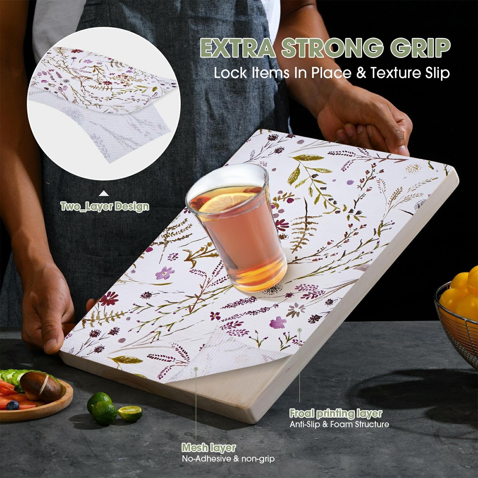 Drawer and Shelf Liner for Kitchen Cabinets 12INx20FT, Non Adhesive, Non Slip...