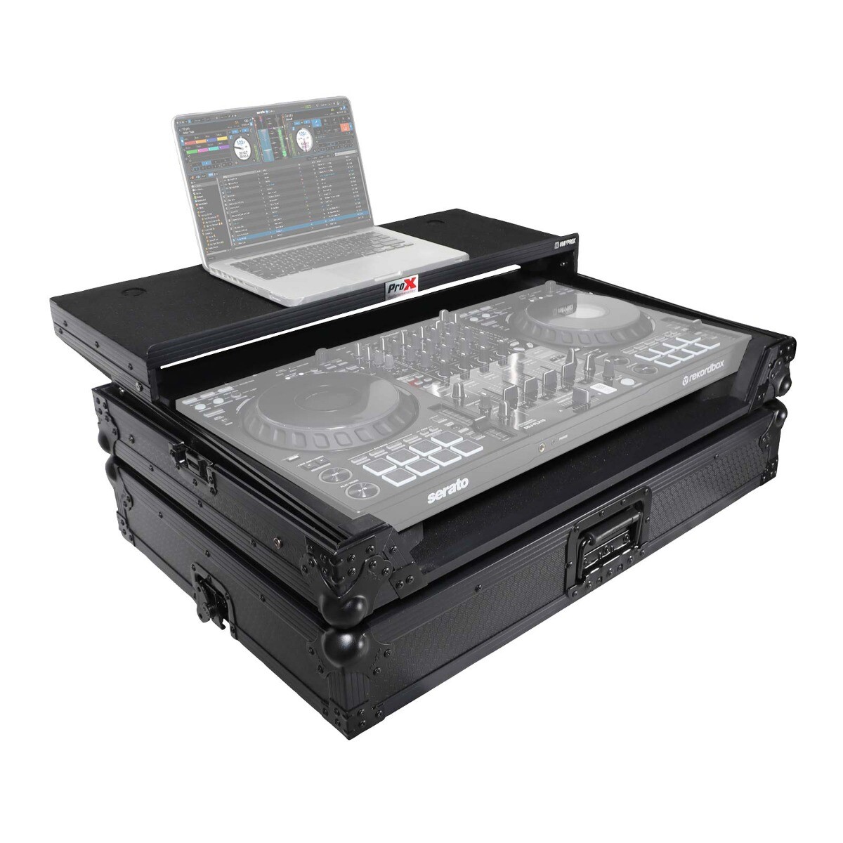 ProX XS-FLX10LTBL Slim Black Road Case for DDJ-FLX10 Controller w Laptop Shelf