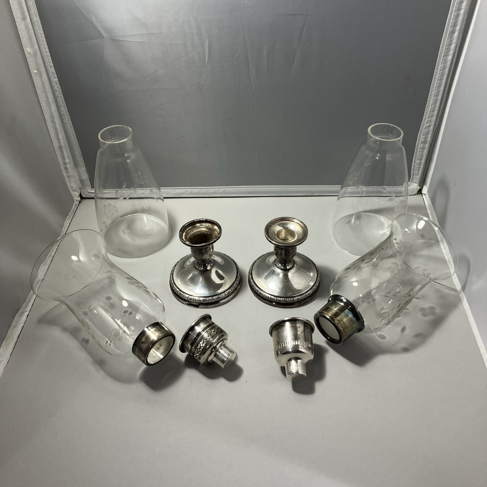 International Silver Prelude-Plain “Sterling Hollowware” Weighted Hurricane Lot