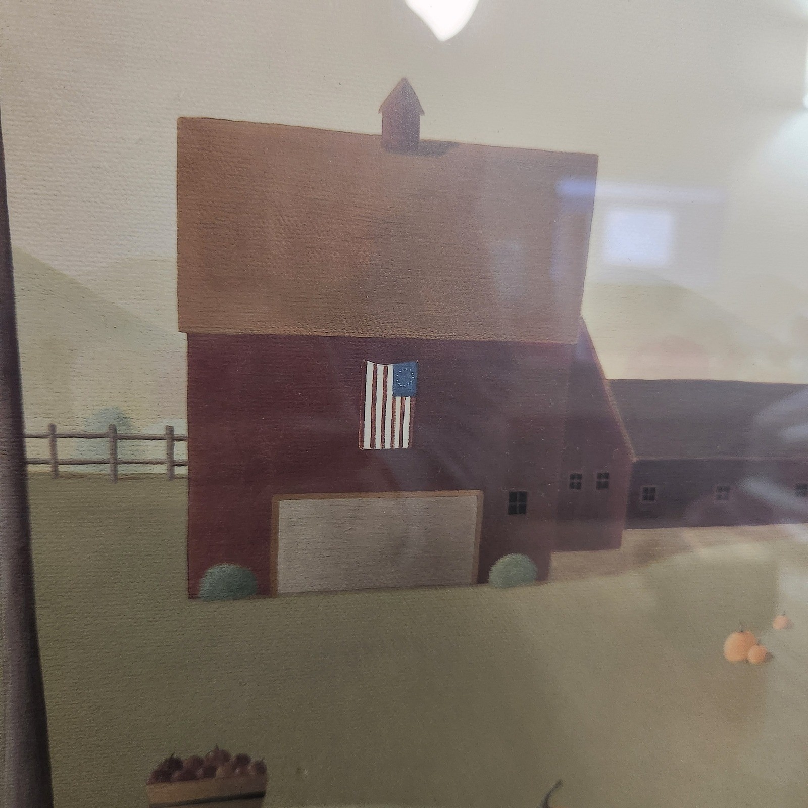 JD Logan Contemporary American Folk Art Framed Print Black Frame Barn Flag Farm