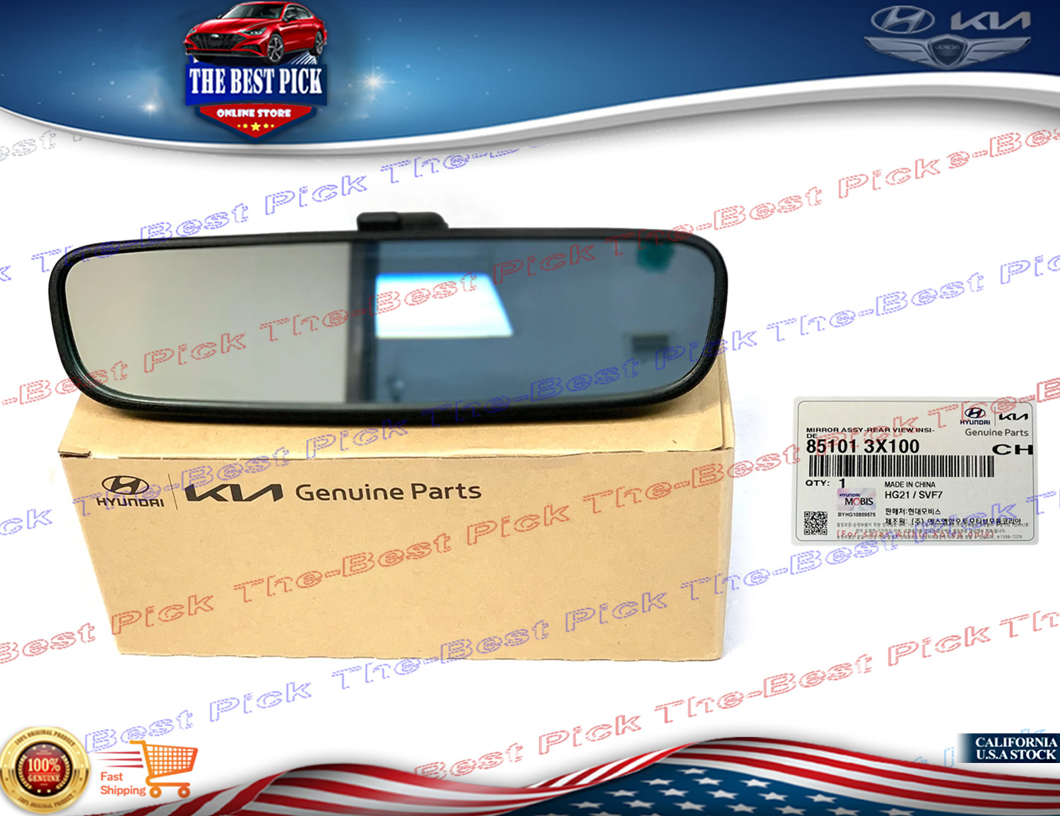 ✅GENUINE✅ Rear View Mirror W/O Auto Dim for 2012-2023 Kia Check Compatibility