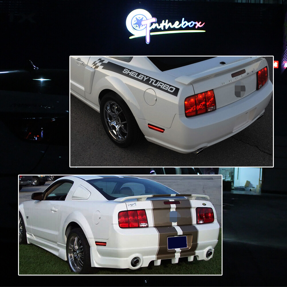 Smoked Rear Bumper Reflector Side Markers Red LED Light For 2005-09 Ford Mustang