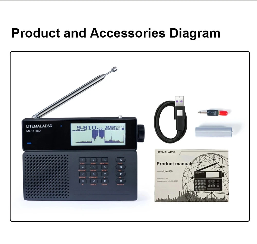 2026 Latest MLite-880 Malahit SDR Receiver Digital DSP Radio SSB/AM/FM RDS