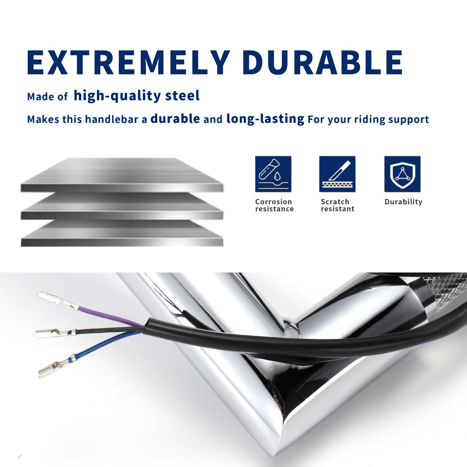 12" Prewired Ape Hanger 1.5" Fat Handlebar for Harley Softail Dyna FLHR 96-06