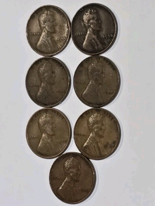 13230394208 SET OF 8 WHEAT PENNIES LINCOLN CENT COINS 1930-1939 PLAIN 86+ YZ OLD