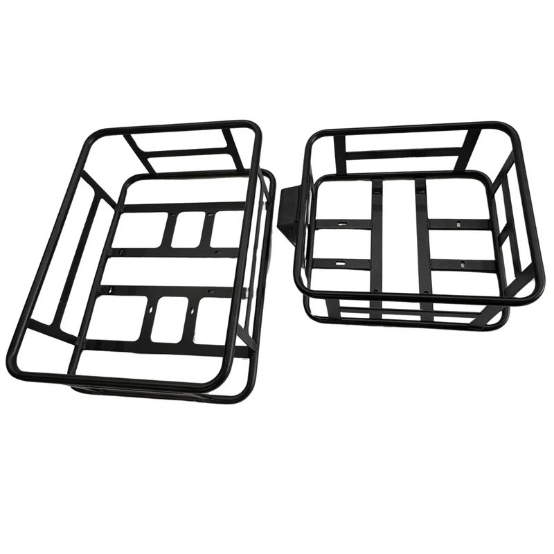 Front Basket+Rear Basket Electric Bike Front&Rear Mount Bicycle Storage Basket
