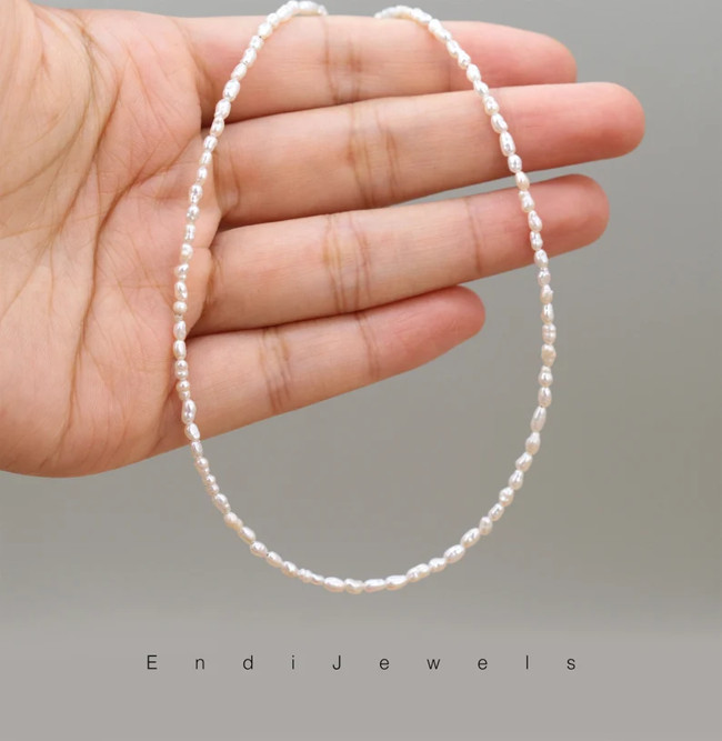Dainty Freshwater Pearl Necklace Tiny Beaded Choker Genuine Pearl Necklace Gift