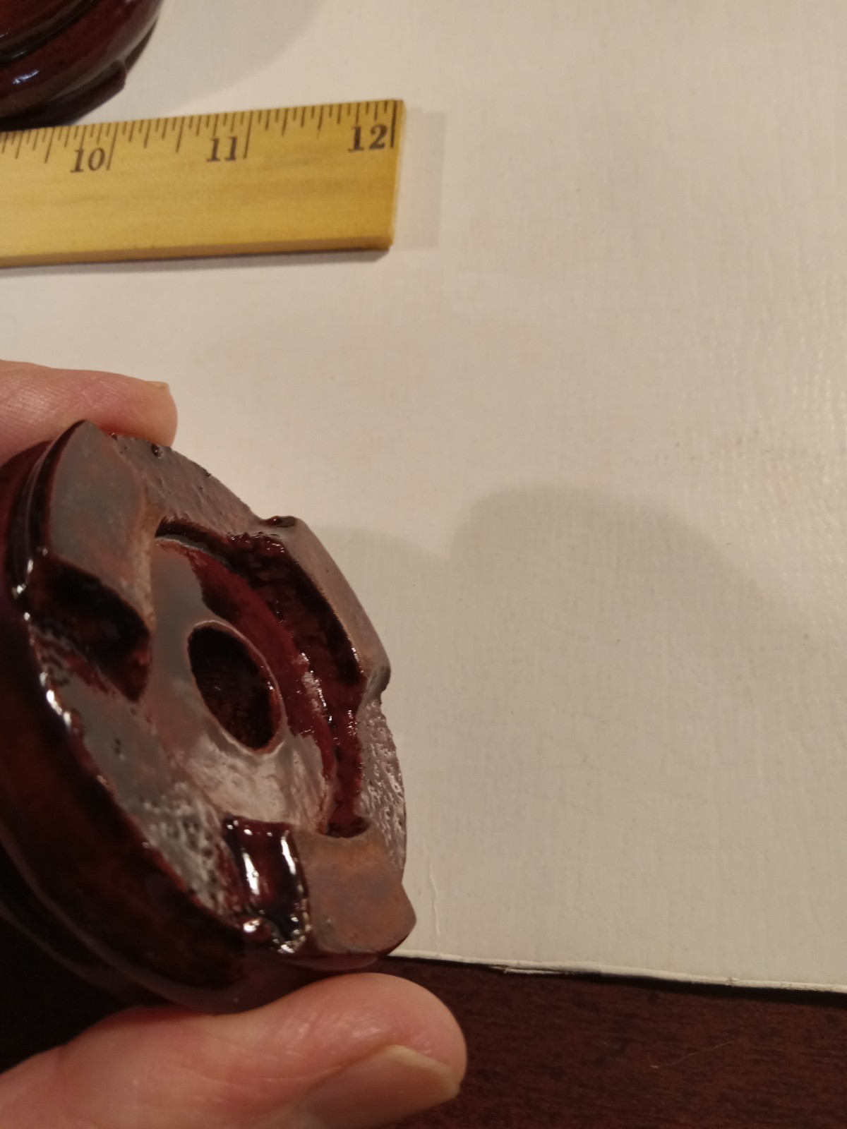 LOT of 12 Asian Carved Wood Display Stand 2.5in Diameter Footed Red Lacquer