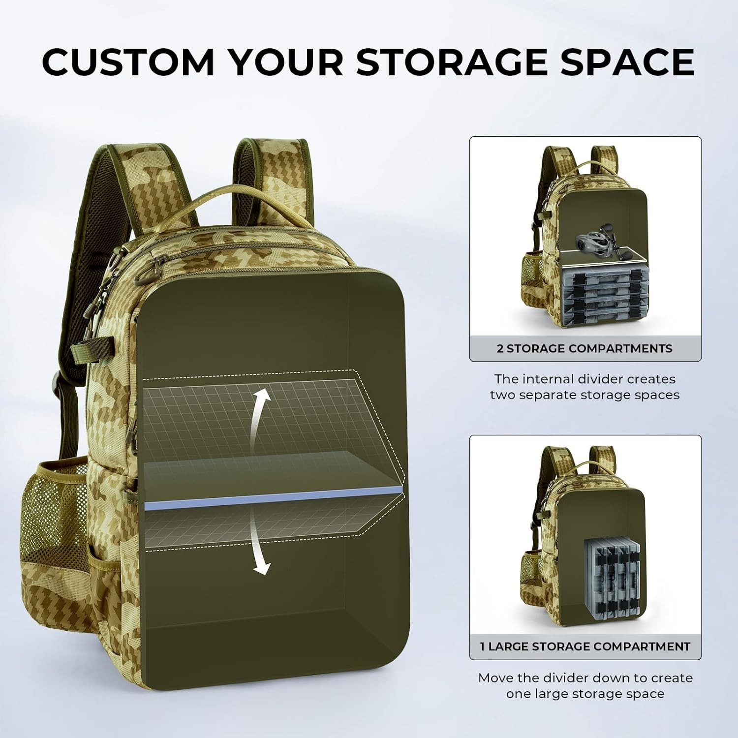 KastKing BaitSpace 50L Fishing Tackle Backpack with Removable Bait Binder