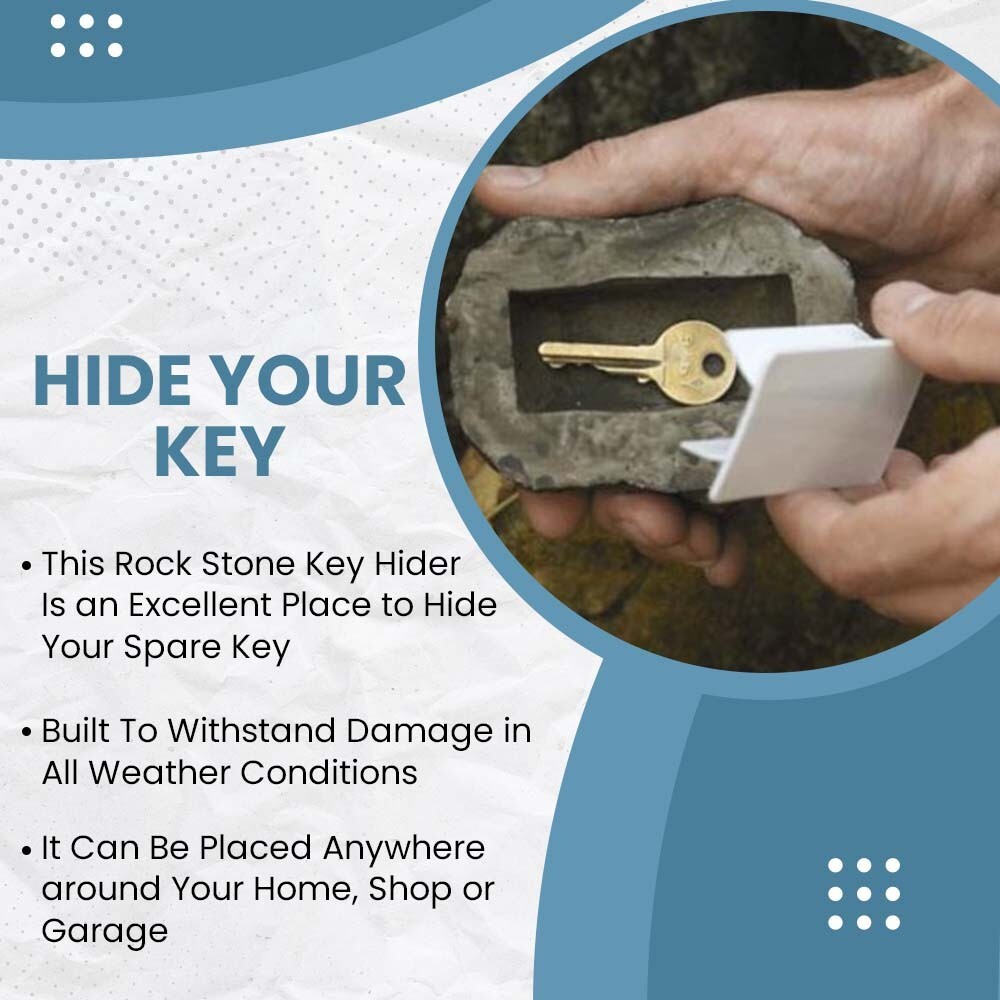 Hide-a-Key Realistic Looking Rock Safe Holder Outdoor Stone Look Spare Hider