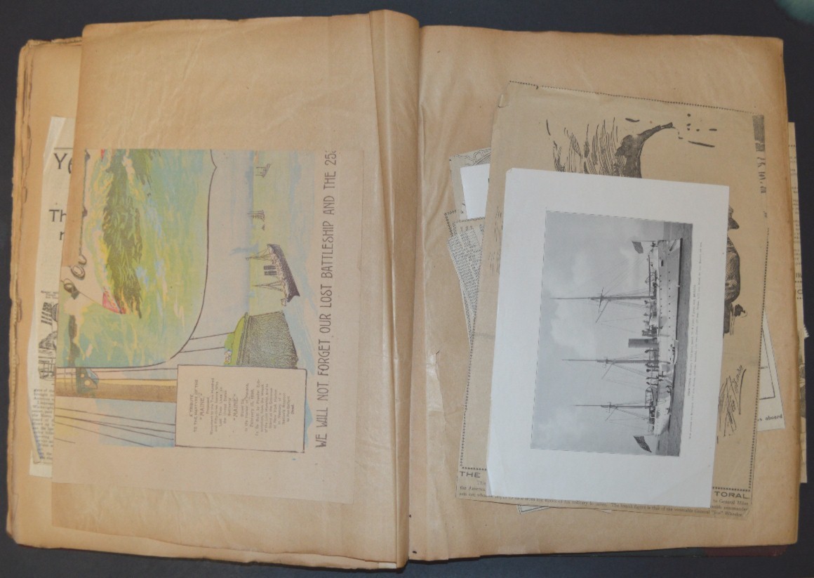 Antique 1898 SPANISH AMERICAN WAR SCRAPBOOK, Huge, Original ! Remember the Maine