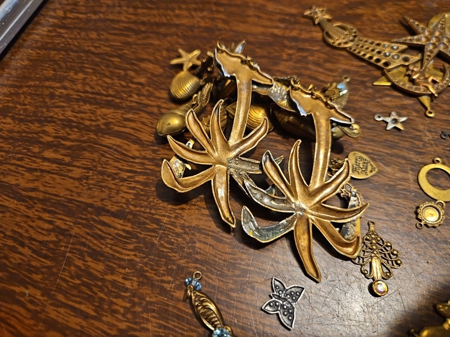 Lot Of 50 Mixed Parts Pcs France Vintage 60s Brass Stampings Findings Jewelry 14