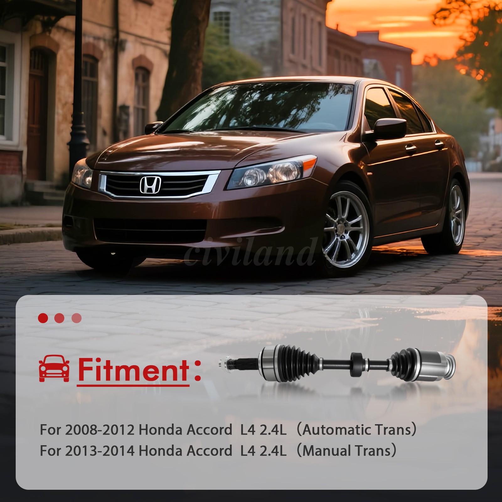 Front Passenger Side CV Axle Shaft Assembly for 2008-2014 Honda Accord 4 Cyl A.T