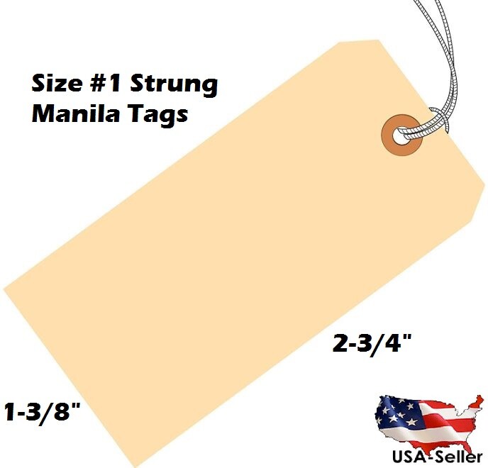 Manila Tags With String Hang Shipping Label Scrapbook Strung Sizes 1 2 3 4 5 6