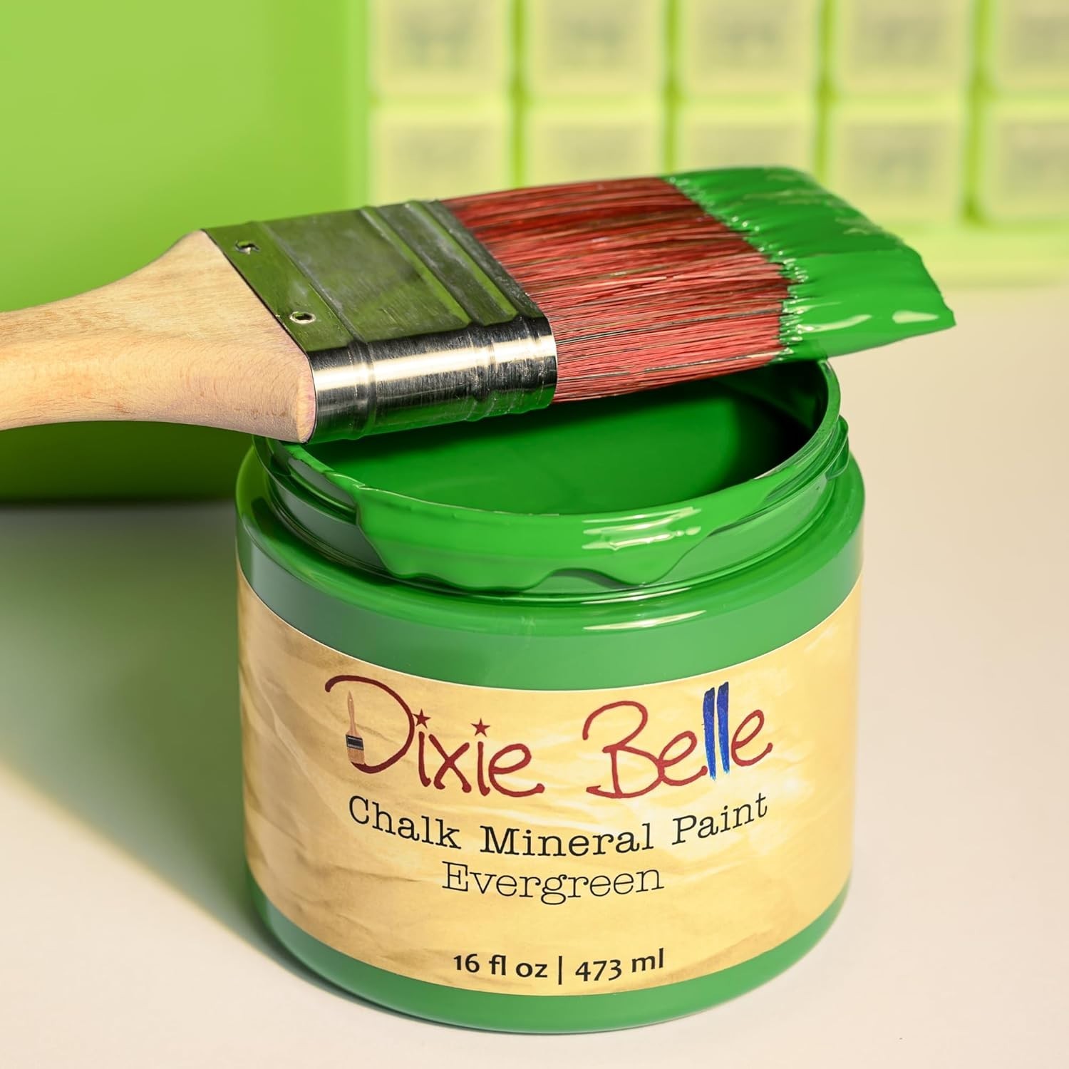8oz Evergreen Chalk Mineral Paint - Fade Resistant Matte Finish for Furniture