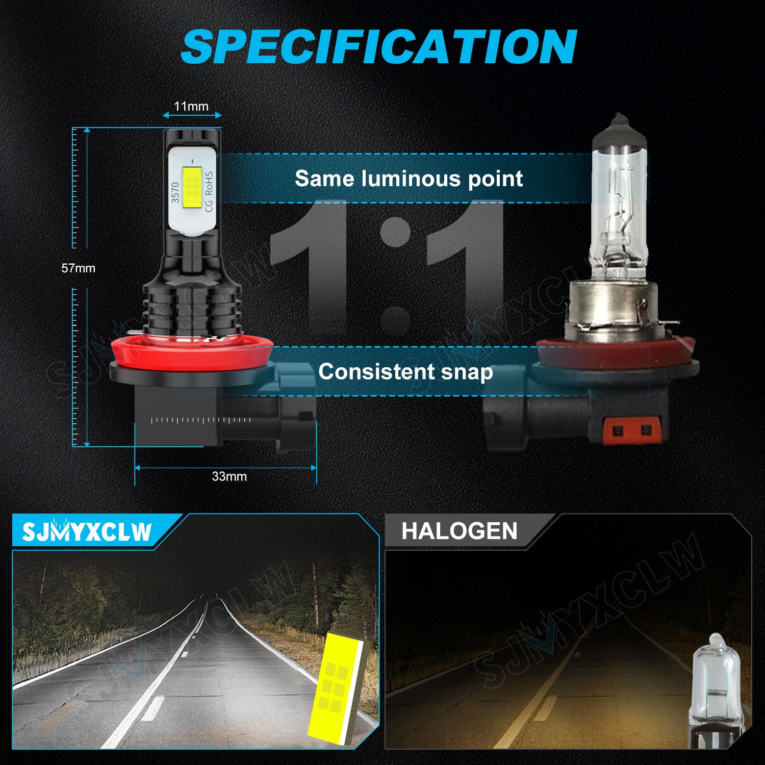 H11 H9 LED Headlight Super Bright Bulbs Kit 8000K White 330000LM High/Low Beam