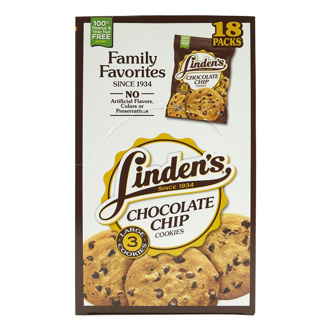 NEW Linden's Chocolate Chip Cookies, 3 ct./18 pk - Kosher Chocolate Chip Cookies