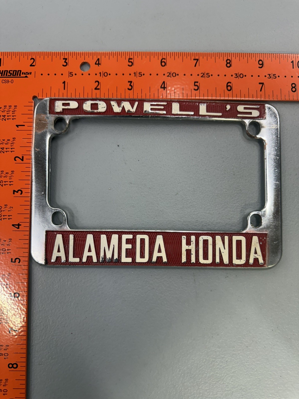 RARE Vintage Powells Honda Alameda California Metal Motorcycle License Frame