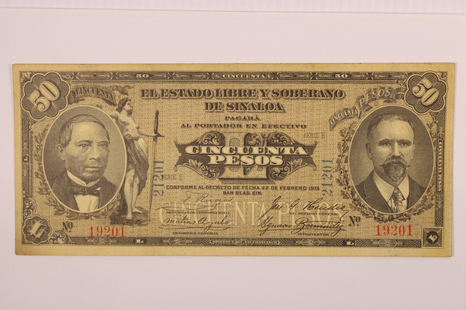 Mexico, 50 Pesos, Estado de Sinaloa, 1915  # 0424