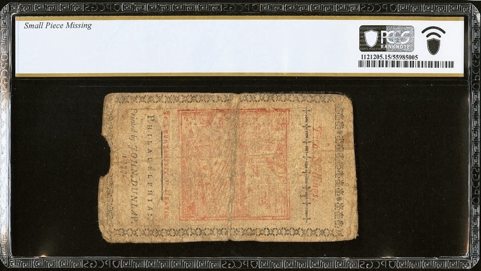 1777 PENNSYLVANIA Colonial Currency American Revolution Bank Note PA-215b, PCGS