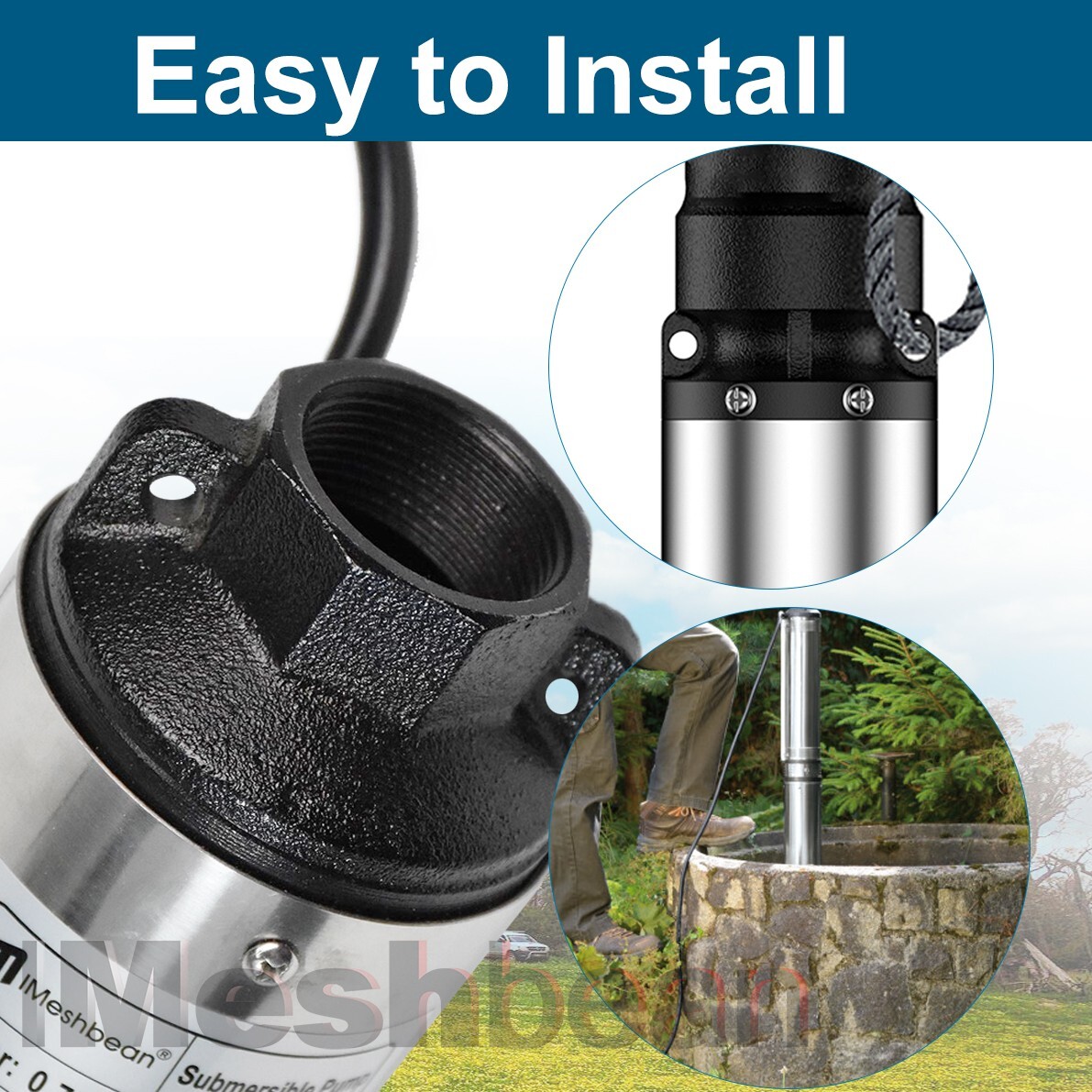 2HP 4" Deep Well Submersible Pump 220V 37 GPM 427FT Max 33' Cord 12 Stage 60Hz